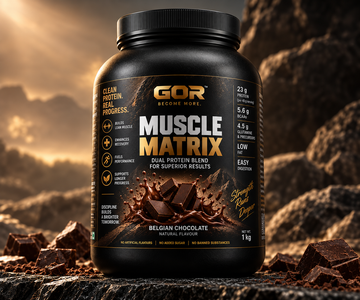 GOR Muscle Matrix Dual-Source Protein Blend – 23g Protein | MPC 85 + WPC 35 | Rich Chocolate | 1kg